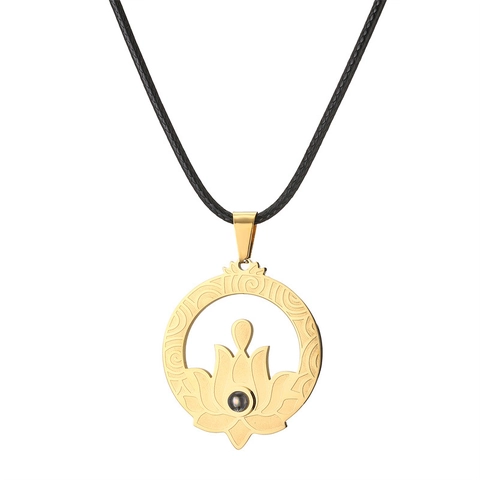 Collier Pendentif Projection Bouddha Lotus en Acier Inoxydable pour Femmes Hommes Bijoux Religieux Vintage Style Ethnique