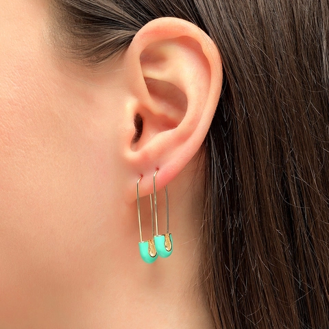 Orecchini A Spilla Di Sicurezza Con 925 Sterling Silver Earring Post Smalto Colorato Lega Gioielli Punk Per Donne
