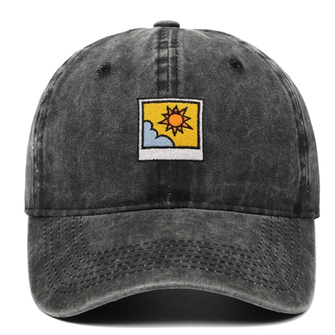 Gorra De Béisbol Algodón Lavado Polaroid Sol Nube Bordado Distressed Vintage Informal Ajustable Sombrero De Sol Hombre Mujer