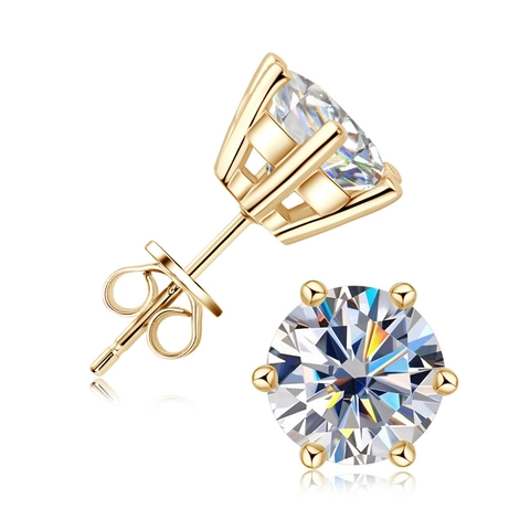 Moissanite Stud Earrings With 925 Sterling Silver Earring Post Round Brilliant Cut Sparkly Elegant Jewelry For Women