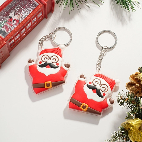 Portachiavi Natalizio a Fumetti Ciondolo Anello in Metallo PVC Silicone Babbo Natale Renna Pupazzo di Neve Regalo Decorativo