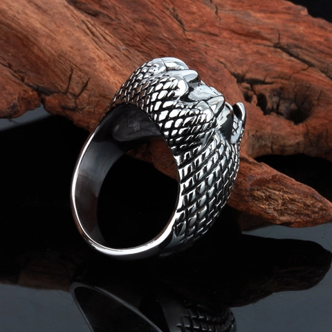 Retro Edelstahl Totenkopf Ring Herren Drachenkralle Geschnitzt Biker Punk Gothic Rock Hip Hop Schmuck