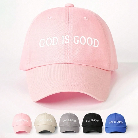 God Is Good Embroidered Baseball Cap Adjustable Polyester Curved Brim Casual Outdoor Sunshade Headwear For Women Men