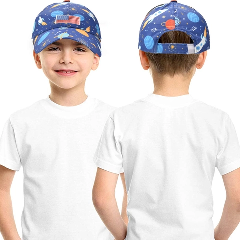Kinder Honkbalpet Polyester Ruimte Planeet Print US Vlag Patch Verstelbare Outdoor Sport Hoed Jongens Meisjes