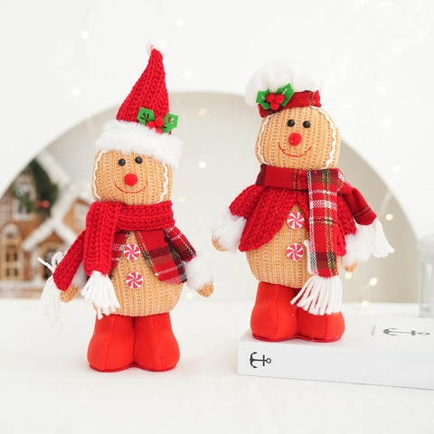 Weihnachts Lebkuchenmann Puppe Ornament Gestrickte Stoff Weiche Festliche Tischplatte Schreibtisch Haus Fenster Dekoration