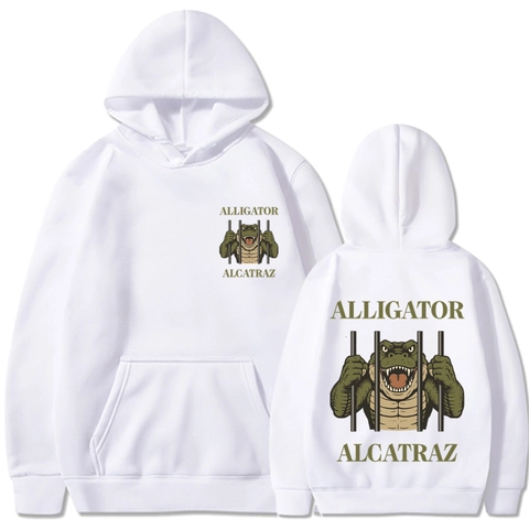 Alligator Alcatraz Grafik Druck Hoodie Sweatshirt Polyester Fleece Lässig Spaß Langarm Kapuzenpullover Für Herren Damen