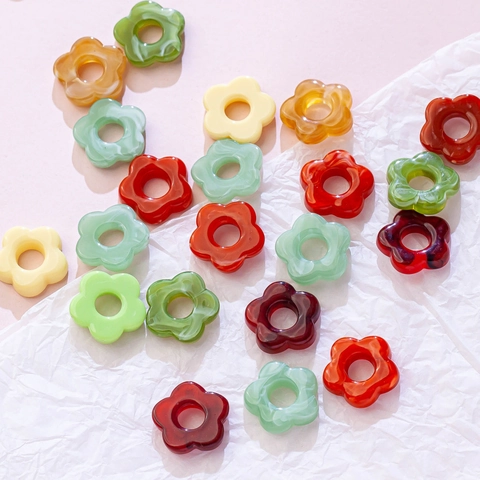 Acrylic Flower Beads DIY Jewelry Making Accessories Colorful Five Petal Floral Charms For Earrings Hair Crafting Supplies