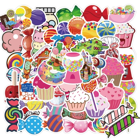 Simpatici Adesivi per Cartoni Animati di Dessert Candy Decalcomanie Graffiti in PVC Impermeabili per Laptop Bagaglio Skateboard Chitarra