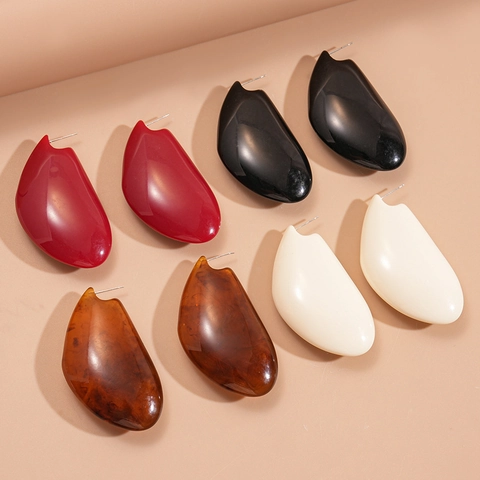 Irregular Geometric Resin Teardrop Earrings With 925 Sterling Silver Earring Post Vintage Oversized Fashion For Women
