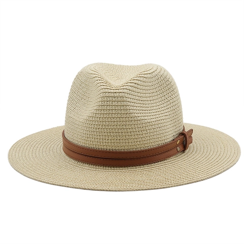 Sombrero De Paja Mujer Estilo Fedora Panamá Verano Sol Playa Jazz Gorra Con Cinturón Cuero Remaches
