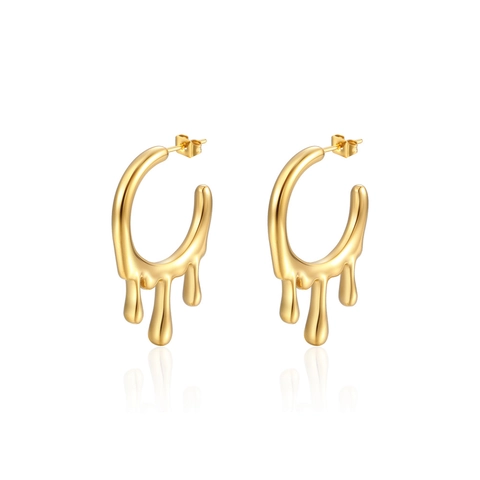 Lava Drip Hoop Oorbellen Voor Vrouwen Minimalistisch Roestvrij Staal Vloeibaar Metaal High Fashion Sieraden Cadeau