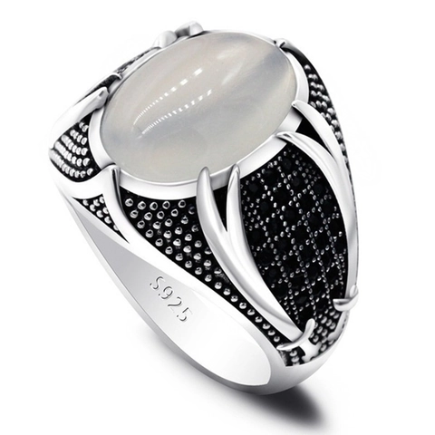 Anello Sigillo Vintage In Lega Con Pietra Ovale E Rhinestones Neri Stile Etnico Retrò Per Uomo