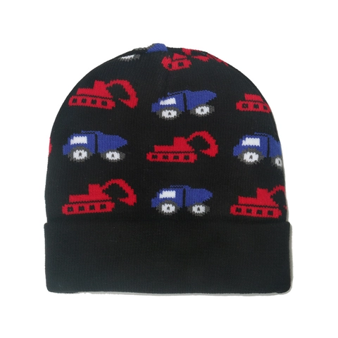 Gebreide Muts Voor Kinderen Acryl Warm Winter Cartoon Graafmachine Jacquard Voor Jongens Koud Weer