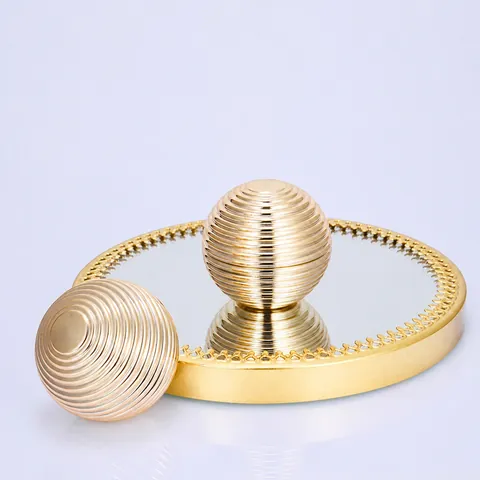Spherical Cosmetic Cream Jar Acrylic Horizontal Grooves Noble Face Eye Cream Container Refillable Storage Bottle Metallic