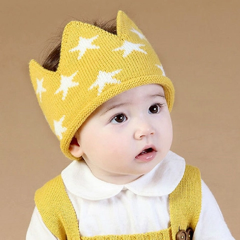 Cappello In Maglia Per Neonati Forma Corona Motivo Stelle Carino Neonato Berretto Caldo Morbido
