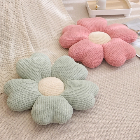 Flower Shaped Throw Pillow Plush Corduroy Floor Seating Cushion Soft Fluffy Floral Macaron Decor For Sofa Office Chair Home