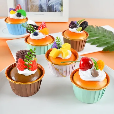 Realistic Simulation Cupcake Model PU Foam Artificial Fruit Dessert Photography Props Home Decor Desktop Ornament Decorative Bread