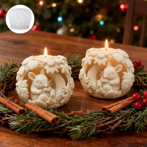3D Eichhörnchen Ahornblatt Silikonform Kerzenherstellung DIY Aroma Gips Harz Seife Weihnachten Herbst Wald Thema Handgefertigt