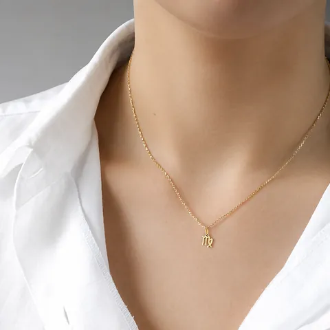 14K Gold Plated Stainless Steel Zodiac Pendant Necklace For Women Minimalist Twelve Constellations Sign Clavicle Chain Jewelry Gift