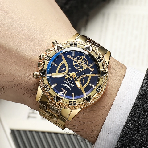 Men Quartz Watch Large Dial Alloy Case Stainless Steel Buckle Sporty Business Fashion Wristwatch With Silicone Strap