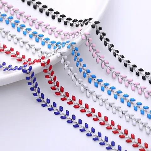 Edelstahl Fischgrätenkette Armband Halskette Bunte Emaille Tropfen Öl Geometrischer Schmuck Für Damen Herren Modisches Accessoires
