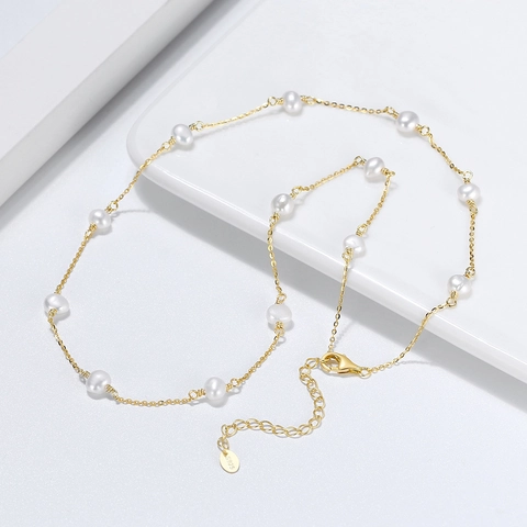 925 Sterlingsilber Süßwasserperle Halskette Für Damen Minimalistisch 6mm Naturperle Choker Halskette Verstellbar Schmuck Geschenk
