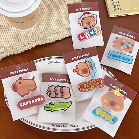 Acryl Haarclips Capybara Cartoon Dier Kawaii Duckbill Zijspeldjes Schattige Krokodil Eend Haaraccessoires Voor Meisjes Vrouwen