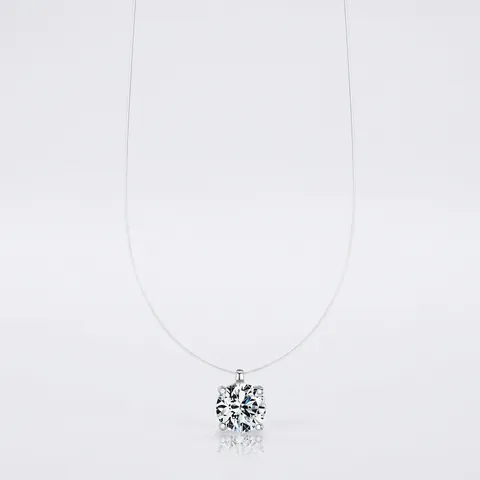Collana Con Ciondolo Moissanite Argento Sterling 925 Taglio Brillante Rotondo Colore D Linea Trasparente Gioielli Donna