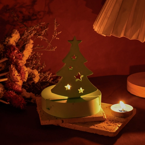 Moldes De Silicona 3D Para Fundición De Resina DIY Árbol De Navidad Ciervo Conejo Estrella Corazón Adorno Base Candelabro