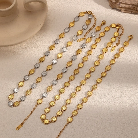 Geometrische Vierkante Halskette En Armband Roestvrij Staal Tweekleurig Goud Zilver Minimalistische Mode Sieraden Dames