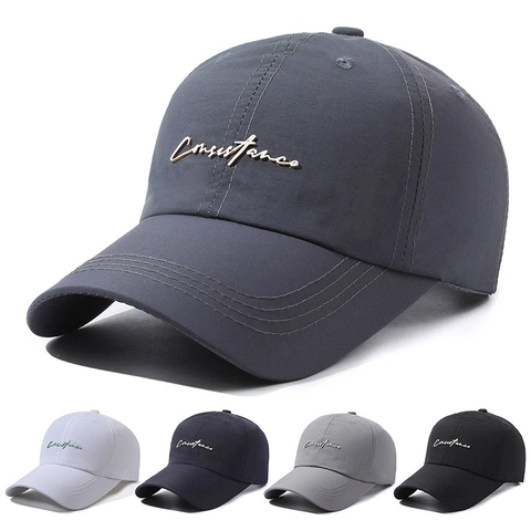 Gorra De Béisbol Secado Rápido Protección Solar Transpirable Deporte Al Aire Libre Ajustable Decoración Letras Metálicas Unisex