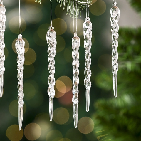 Ornamenti Appesi Per Albero Di Natale Ghiaccioli Spirale Intrecciata Acrilico Trasparente Rosa Blu Decorazione Festa