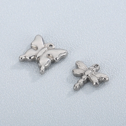 Stainless Steel Butterfly Dragonfly Pendants Charms DIY Jewelry Making For Necklaces Earrings Fashion Animal Accessories