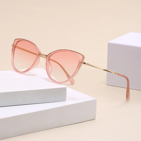 Gafas De Sol Cat Eye Retro De Moda Montura De PC Metal Protección UV400 Para Mujeres Viajes Fiesta