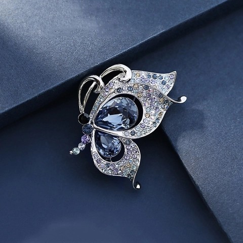 Vintage Schmetterling Und Feder Brosche Legierung Strass Kristall Kunstperle Nadeln Mode Anzug Accessoires Für Damen