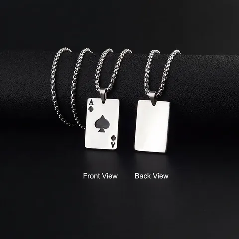 Collar Con Colgante De Carta De Póker Acero Inoxidable As De Picas As De Corazones Hip Hop Punk Joyería Unisex