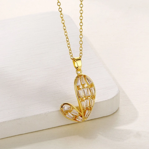 Collana Con Ciondolo A Cuore In Acciaio Inossidabile Con Zircone Catena Minimalista Placcata Oro Gioielli Per Donna