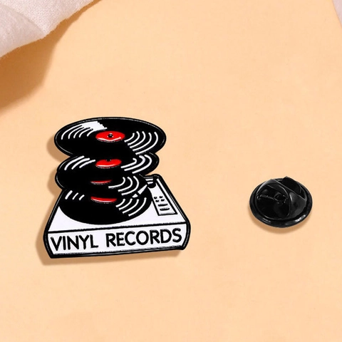 Retro Vinyl Schallplattenspieler Emaille Pin Musik Thema Legierung Brosche Vintage Stil Revers Abzeichen Kleidung