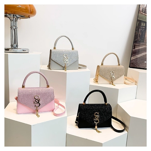 Borsa A Mano Con Patta In Paillettes Borsa A Tracolla In Pelle PU Fibbia In Metallo Nappa Donna Moda Party