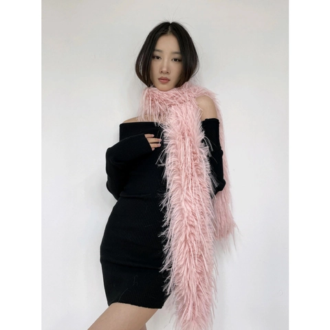 Long Scarf Faux Fur Verdickte Warme Herbst Winter Weiche Plüsch Frauen Einfarbig Schicke Halswärmer Elegantes Accessoire