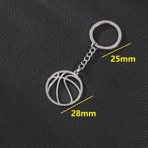 Portachiavi Basket in Acciaio Inossidabile Metallo Argento Pendente Sportivo Tondo Geometrico Portachiavi per Uomo Donna Fan