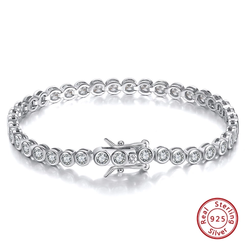S925 Sterlingsilber Tennis-Armband Für Damen Rund Weißer Zirkonia Hip Hop Kette Hip Hop Schmuck Luxus Iced Out Geschenk