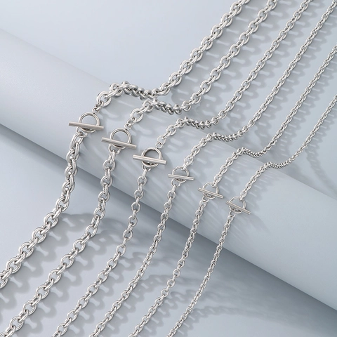 Collar Y Pulsera De Acero Inoxidable Con Cierre De Palanca OT Cadena En O Simple Joyas Modernas Para Hombre Mujer