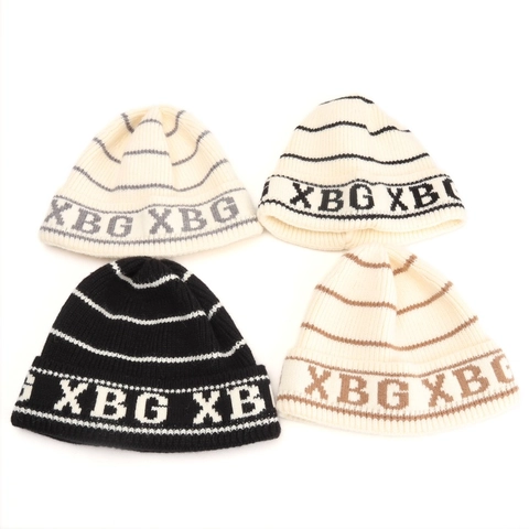 Knitted Beanie Hat Striped Letter Jacquard Ribbed Cuff Warm Winter Acrylic Soft Skull Cap For Women Men Unisex