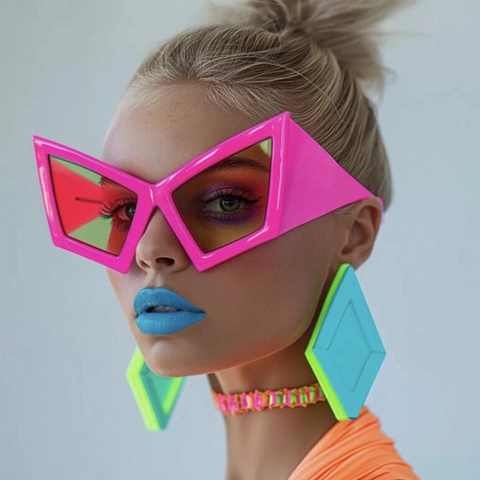 Oversized Geometric Cat Eye Sunglasses UV400 Protection PC Frame PC Lens Fashion Y2K Hip Hop Shades For Women