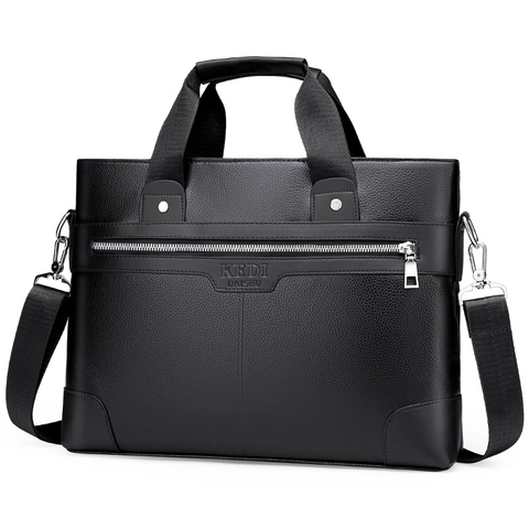 Maletín De Negocios Para Hombre Cuero PU Grano Litchi Impermeable Bolso Para Portátil Profesional De Hombro