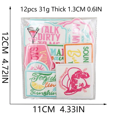 Embroidered Patches For Clothing Iron On Fabric Stickers Retro Slogans Trendy Girls Cocktail Designs DIY Decoration