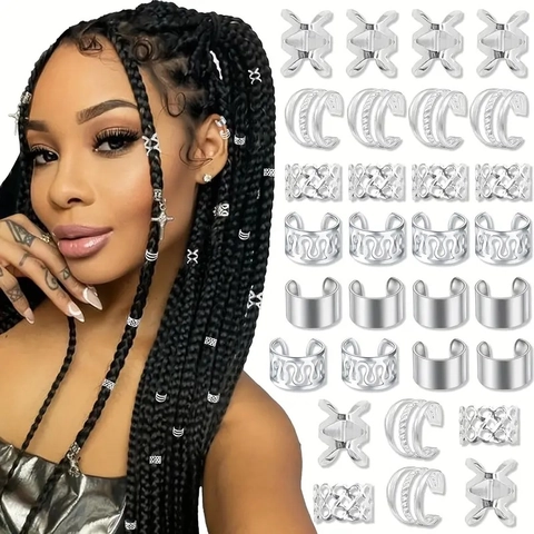 Alloy Hair Braid Rings Cuffs Coils Hollow Out Dreadlocks Jewelry Accessories For Women Girls Hair Extension Decoration