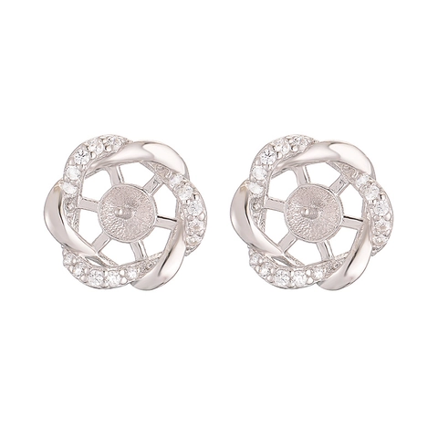 925 Sterlingsilber Hohle Blütenblatt Ohrstecker-Rohlinge Für Damen Inkrustierter Zirkonia Leichter Luxus DIY Schmuckherstellung