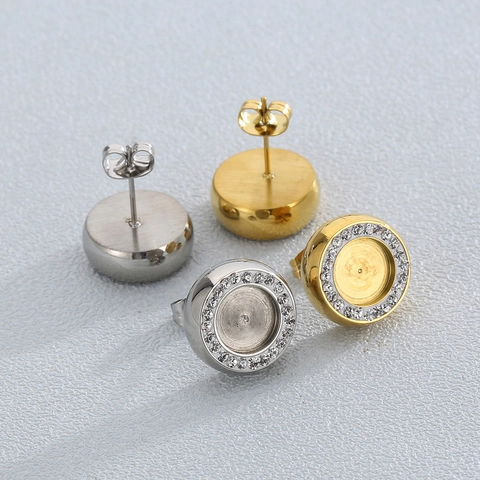 Orecchini A Lobo Rotondi Minimalisti In Acciaio Inossidabile Con Zirconi Micro Pavé Gioielli Di Moda Per Donne Ragazze